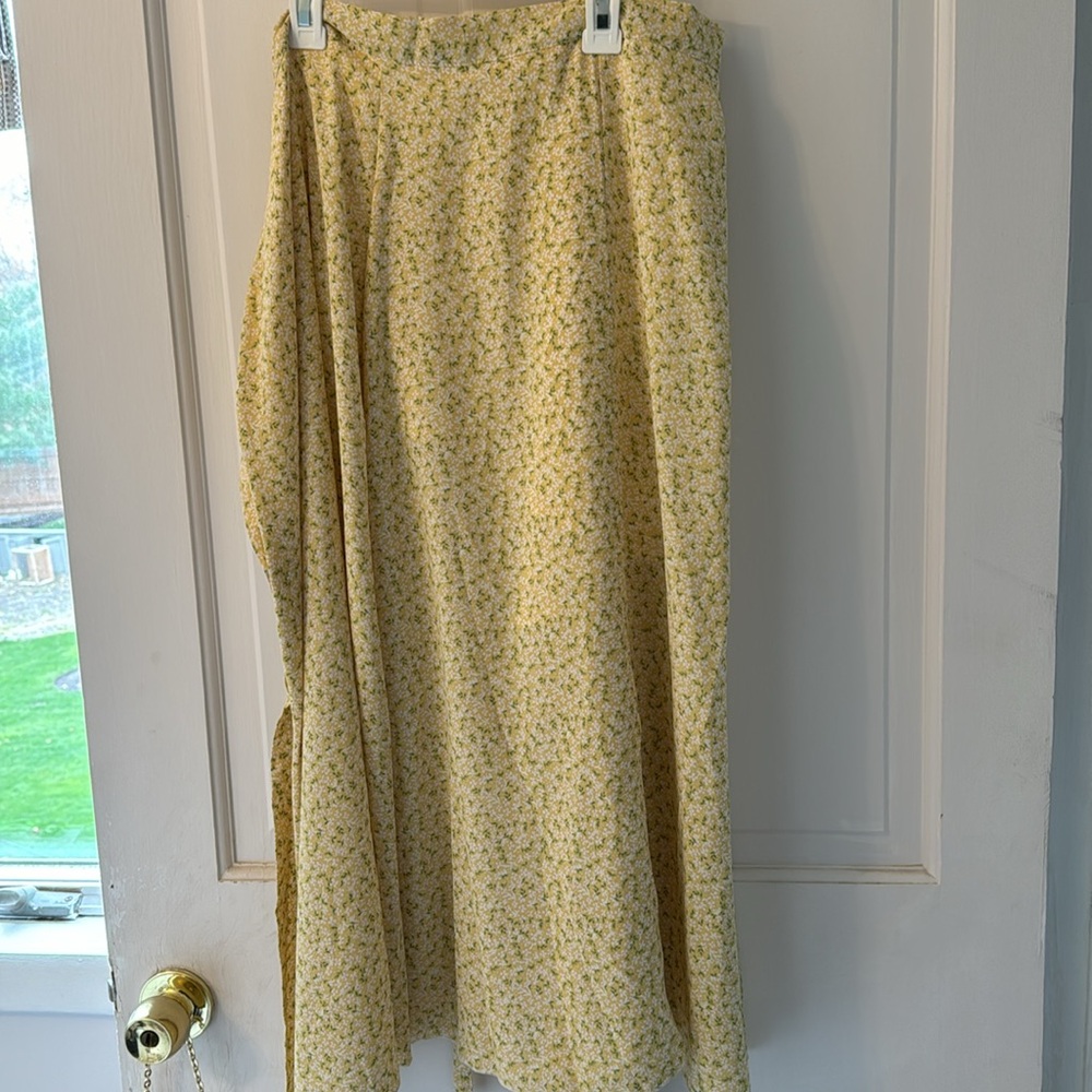 Yellow long wrap skirt